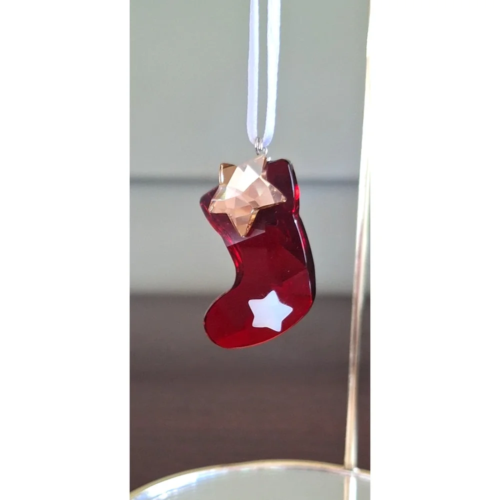 Swarovski Twinkling Stocking Stars Christmas Ornament 1054568 Red Crystal